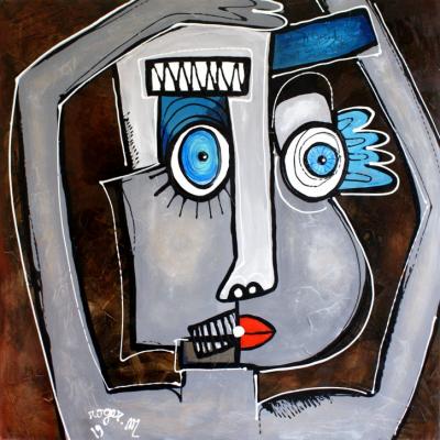 2019 haut les mains acrylique sur toile 80 x 80 cm